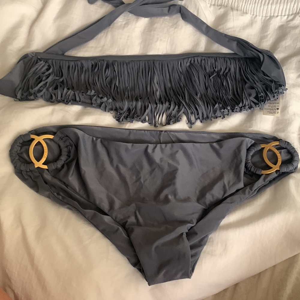 L*Space Gray Fringe Bikini Set